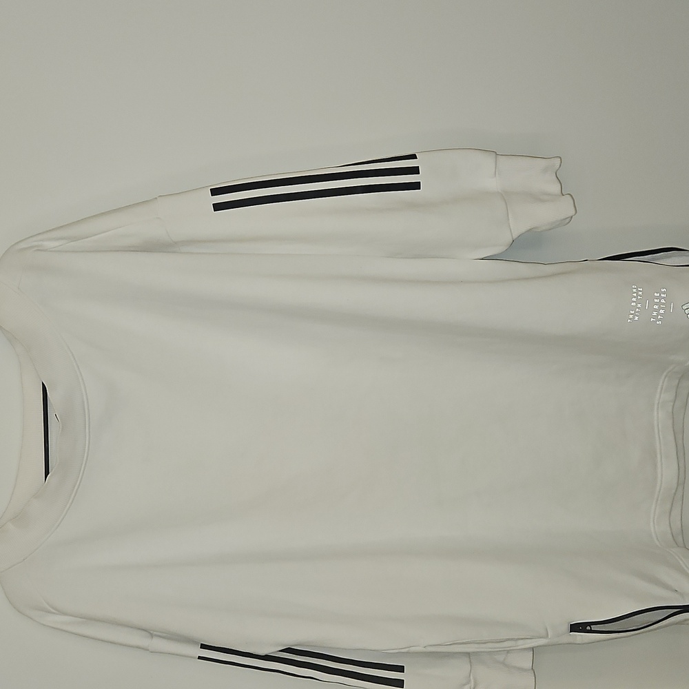 adidas White Sweatshirt with Black Three-Stripes